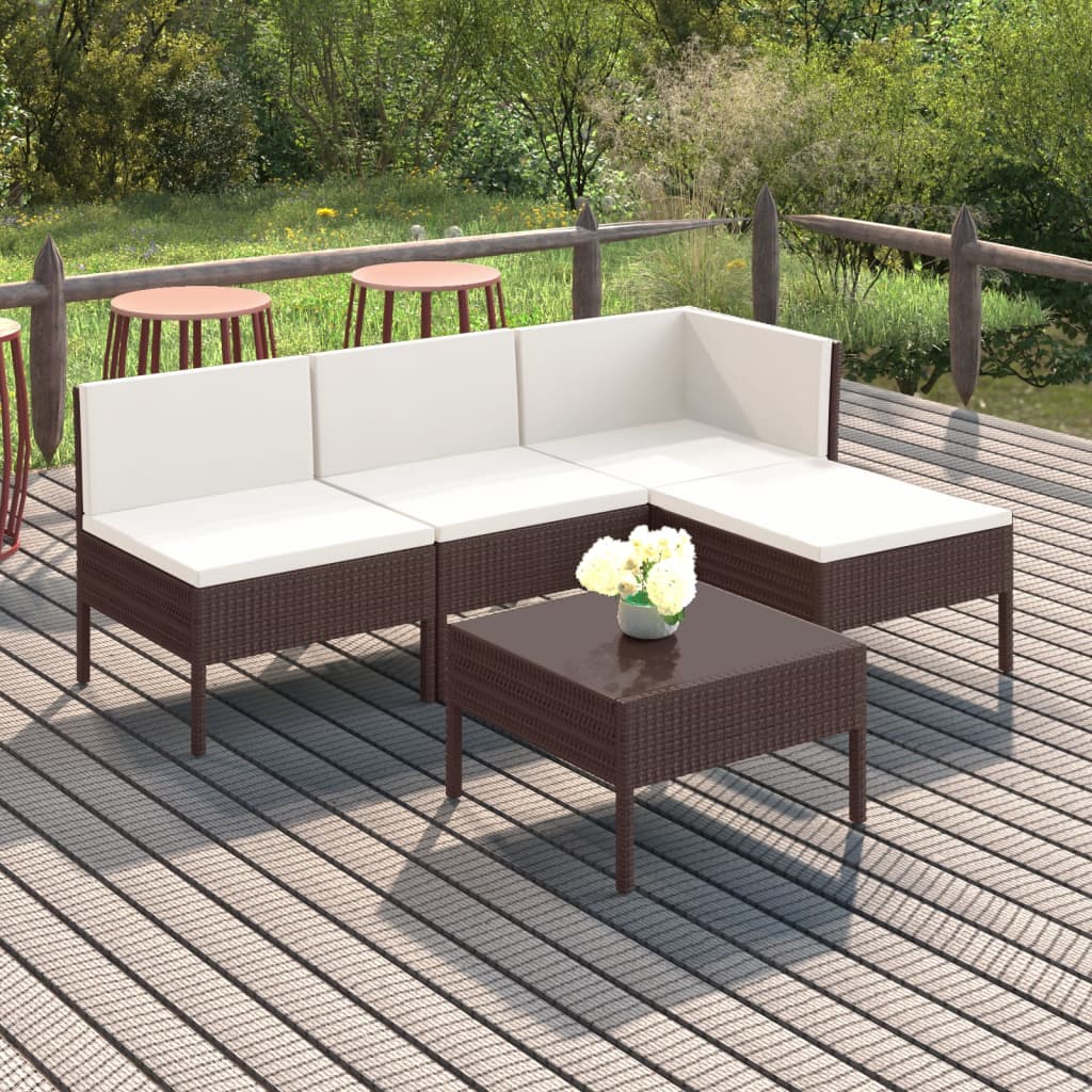 Garden Lounge Set Brown, Cream White