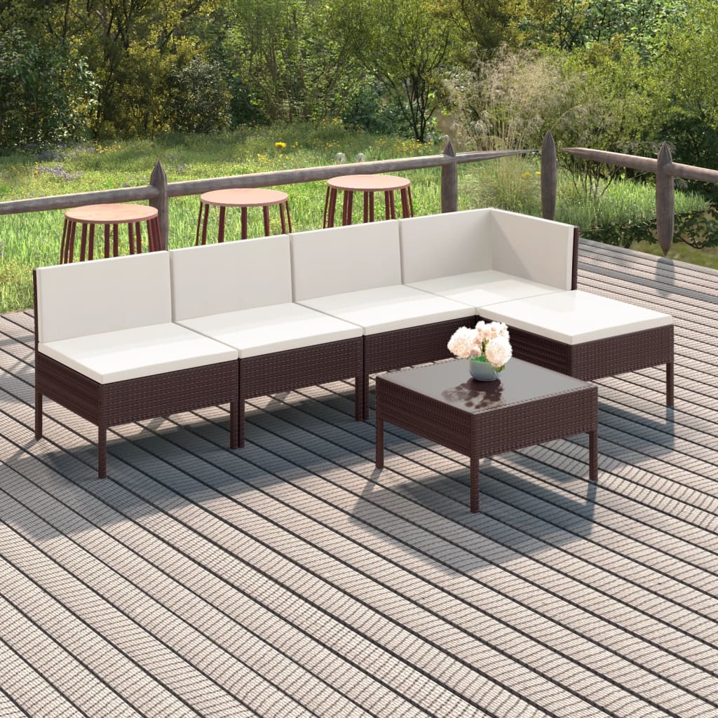 Garden Lounge Set Brown, Cream White