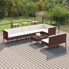 Garden Lounge Set Brown and Cream White