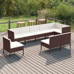 Garden Lounge Set Brown, Cream White