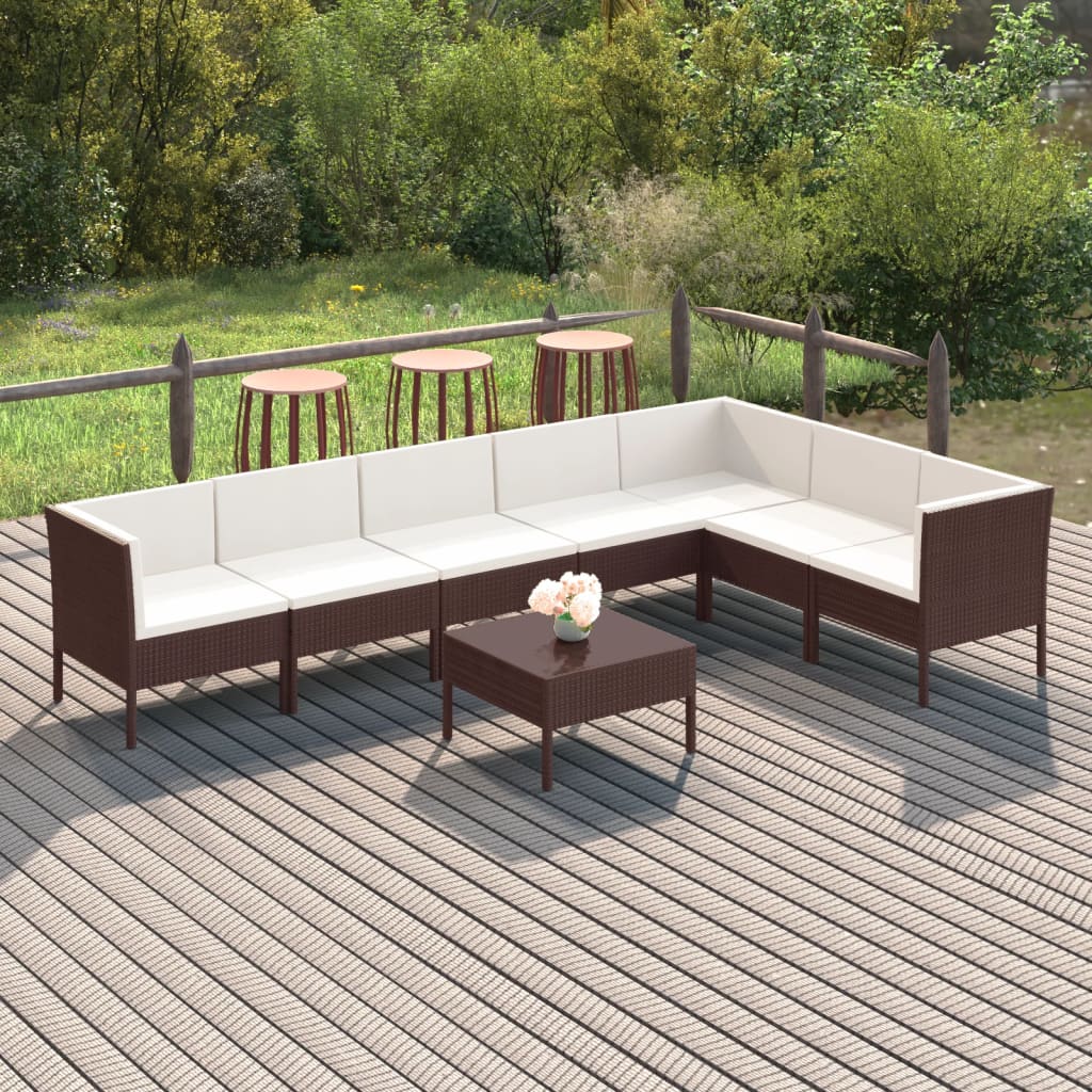 Garden Lounge Set Brown PE rattan Large Modular