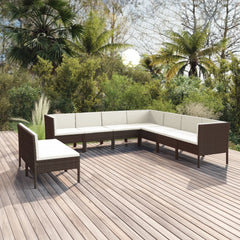 Garden Lounge Set Brown PE Rattan Large Modular