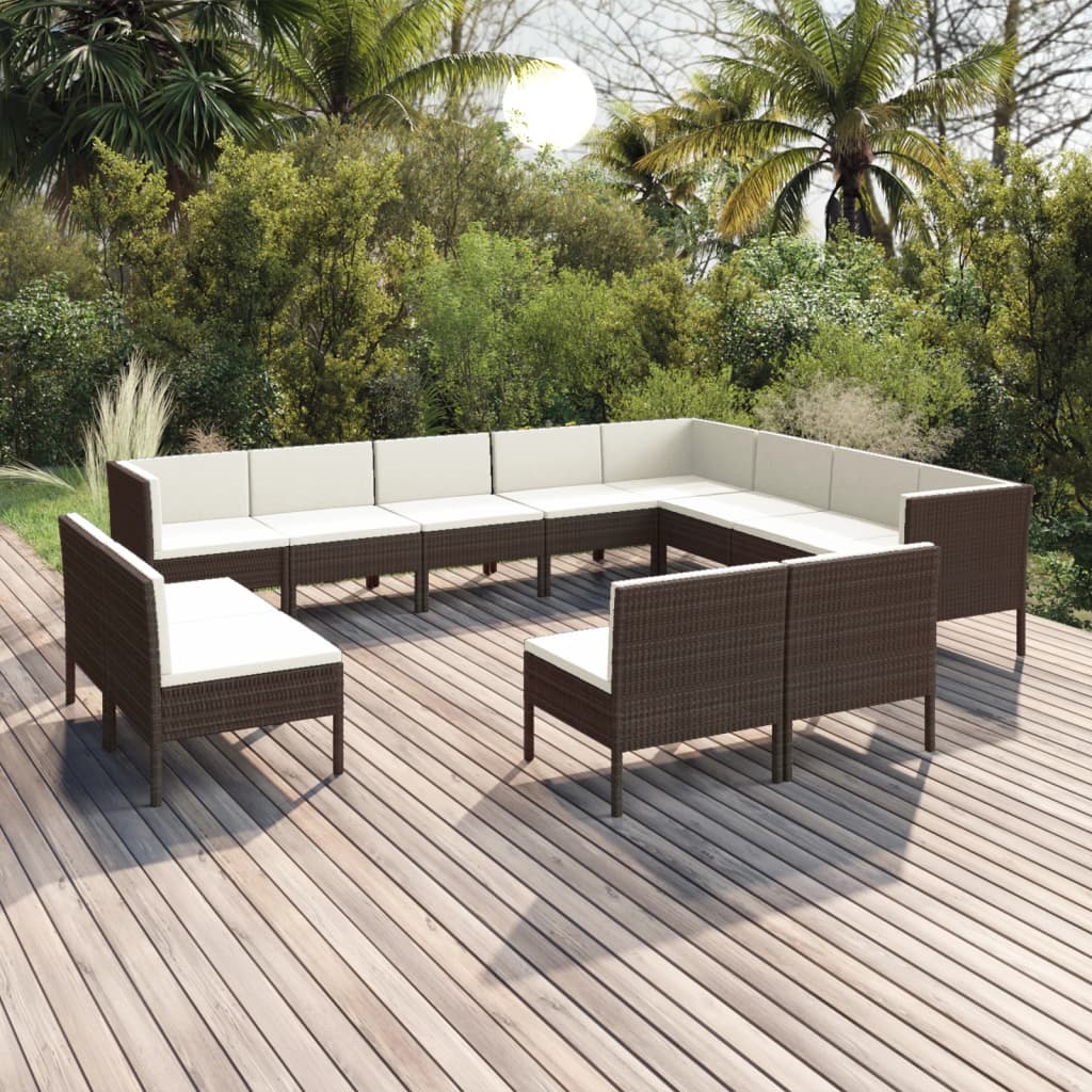Garden Lounge Set Brown, Cream White