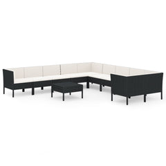 Garden Lounge Set Black, Cream White