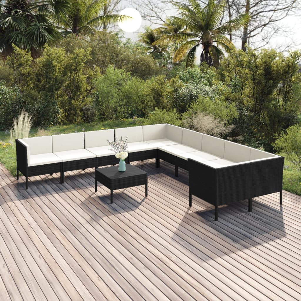 Garden Lounge Set Black, Cream White