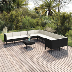 Garden Lounge Set Black, Cream White