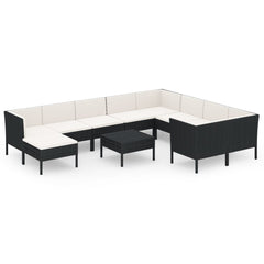 Garden Lounge Set Black and Cream White