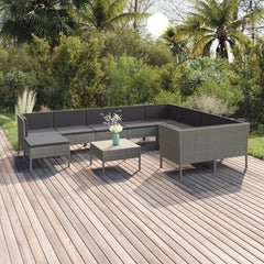 Garden Lounge Set Grey PE Rattan Large Removable Covers
