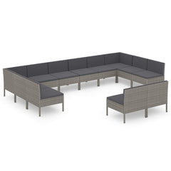 Garden Lounge Set Grey Poly Rattan Large Modular