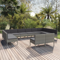 Garden Lounge Set Grey Poly Rattan Large Modular