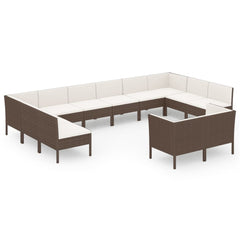 Garden Lounge Set Brown and Cream White