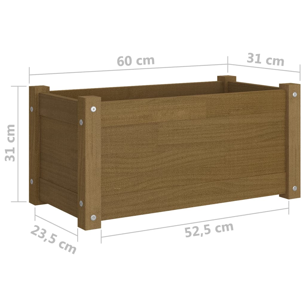 Garden Planters 2 pcs Honey Brown 23.6x12.2x12.2 Solid Wood Pine