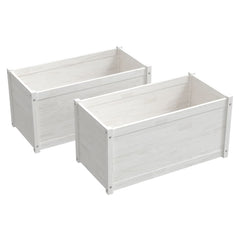 Garden Planter Set of 2 White Solid pinewood Medium Durable