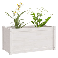 Garden Planter Set of 2 White Solid pinewood Medium Durable