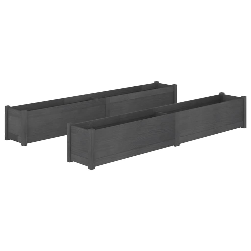 Garden Planters 2 pcs Gray 78.7x12.2x12.2 Solid Wood Pine