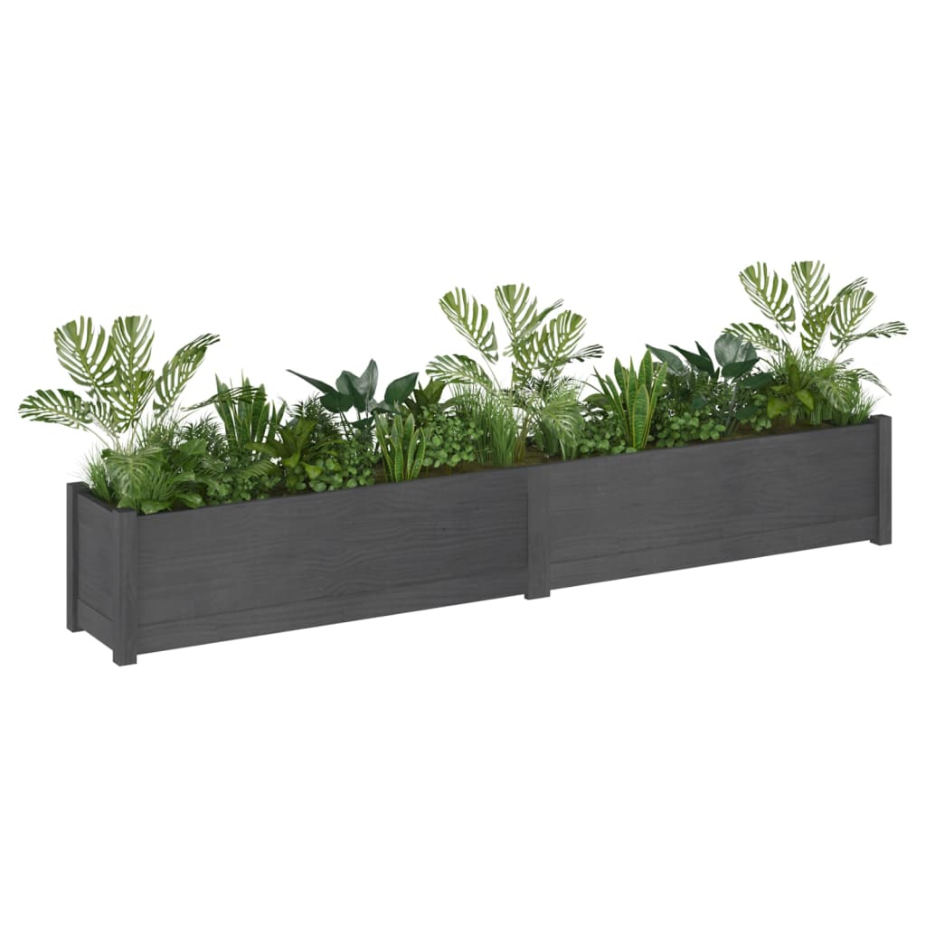 Garden Planters 2 pcs Gray 78.7x12.2x12.2 Solid Wood Pine