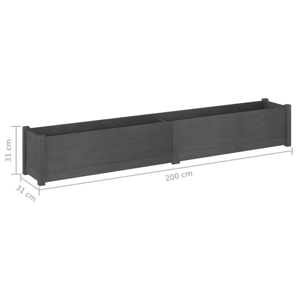 Garden Planters 2 pcs Gray 78.7x12.2x12.2 Solid Wood Pine