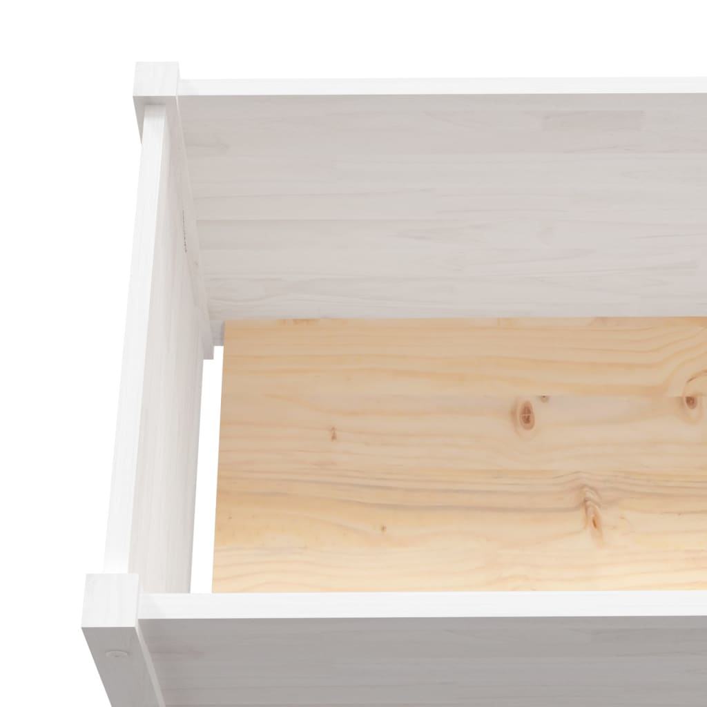 Garden Planter White 78.7x19.7x27.6 Solid Wood Pine
