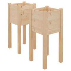Planter Set of 2 Pine Solid pinewood 12.2 in x 12.2 in x 27.6 in