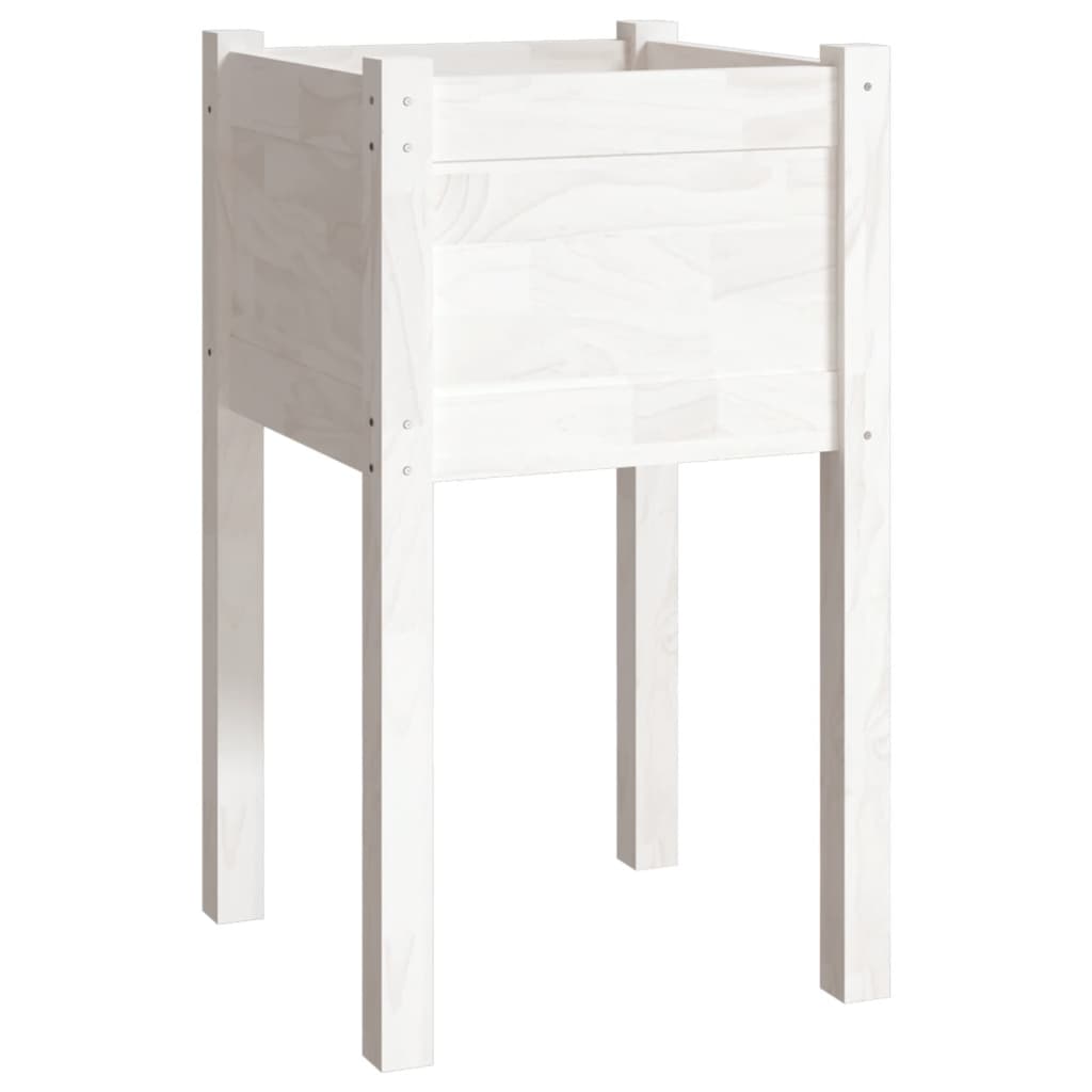 Garden Planter White 15.7x15.7x27.6 Solid Wood Pine