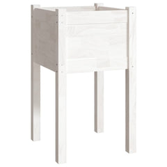 Garden Planter White 15.7x15.7x27.6 Solid Wood Pine