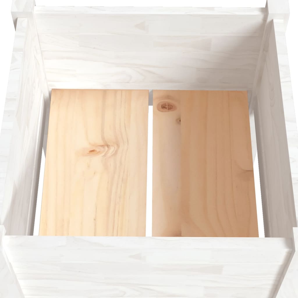 Garden Planter White 15.7x15.7x27.6 Solid Wood Pine