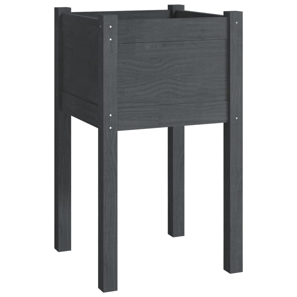 Garden Planter Gray 15.7x15.7x27.6 Solid Wood Pine