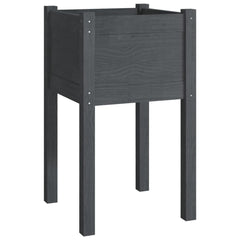 Garden Planter Gray 15.7x15.7x27.6 Solid Wood Pine
