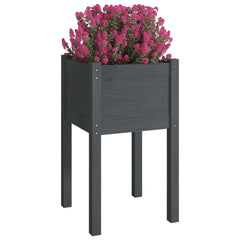 Garden Planter Gray 15.7x15.7x27.6 Solid Wood Pine