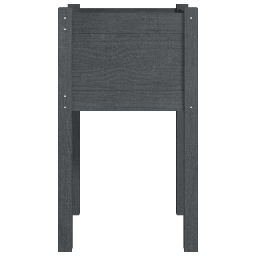 Garden Planter Gray 15.7x15.7x27.6 Solid Wood Pine