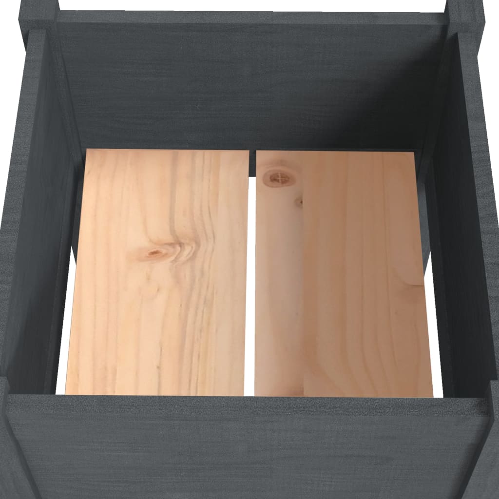 Garden Planter Gray 15.7x15.7x27.6 Solid Wood Pine