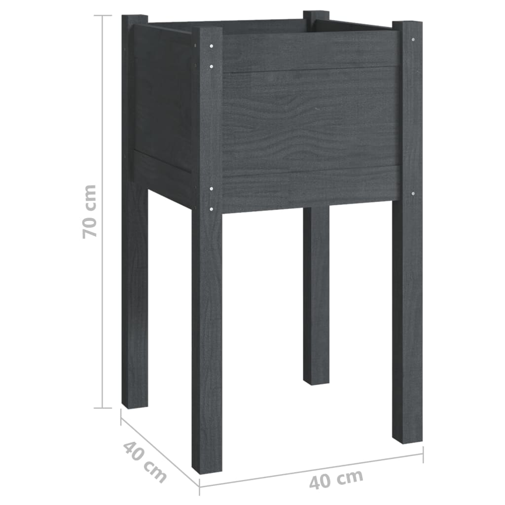 Garden Planter Gray 15.7x15.7x27.6 Solid Wood Pine