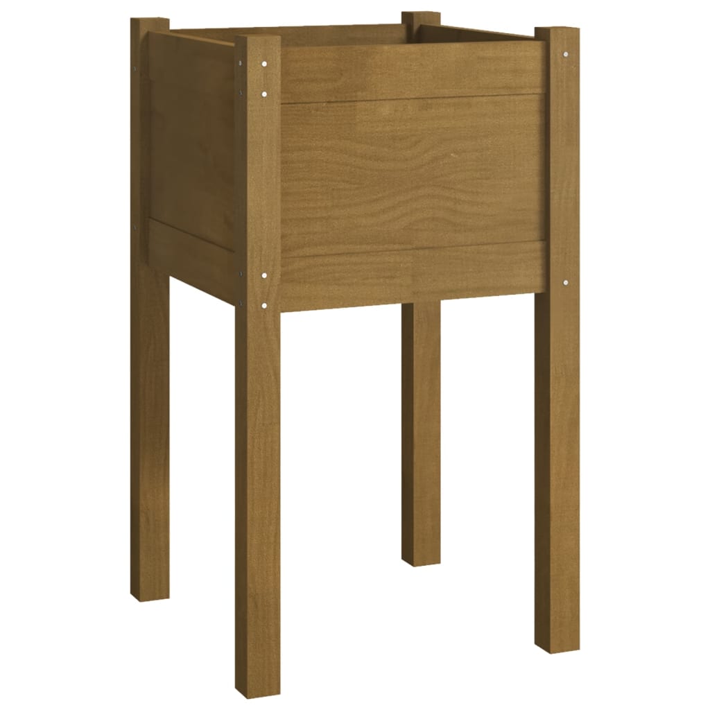 Garden Planter Honey Brown 15.7x15.7x27.6 Solid Wood Pine