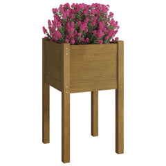 Garden Planter Honey Brown 15.7x15.7x27.6 Solid Wood Pine