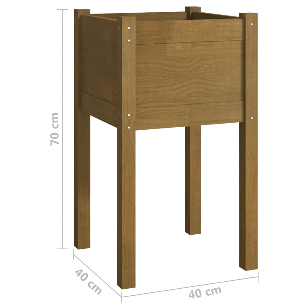 Garden Planter Honey Brown 15.7x15.7x27.6 Solid Wood Pine