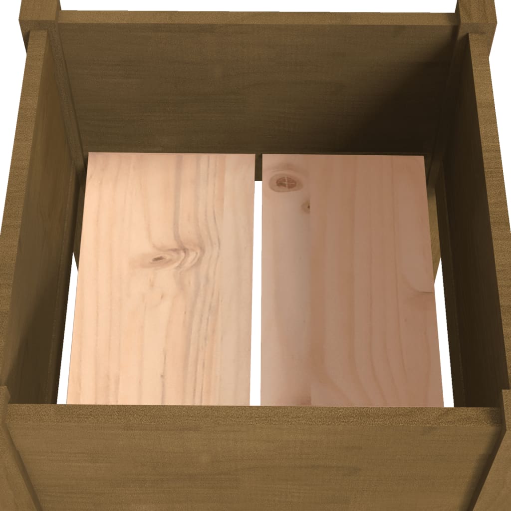 Garden Planters 2 pcs Honey Brown 15.7x15.7x27.6 Solid Wood Pine