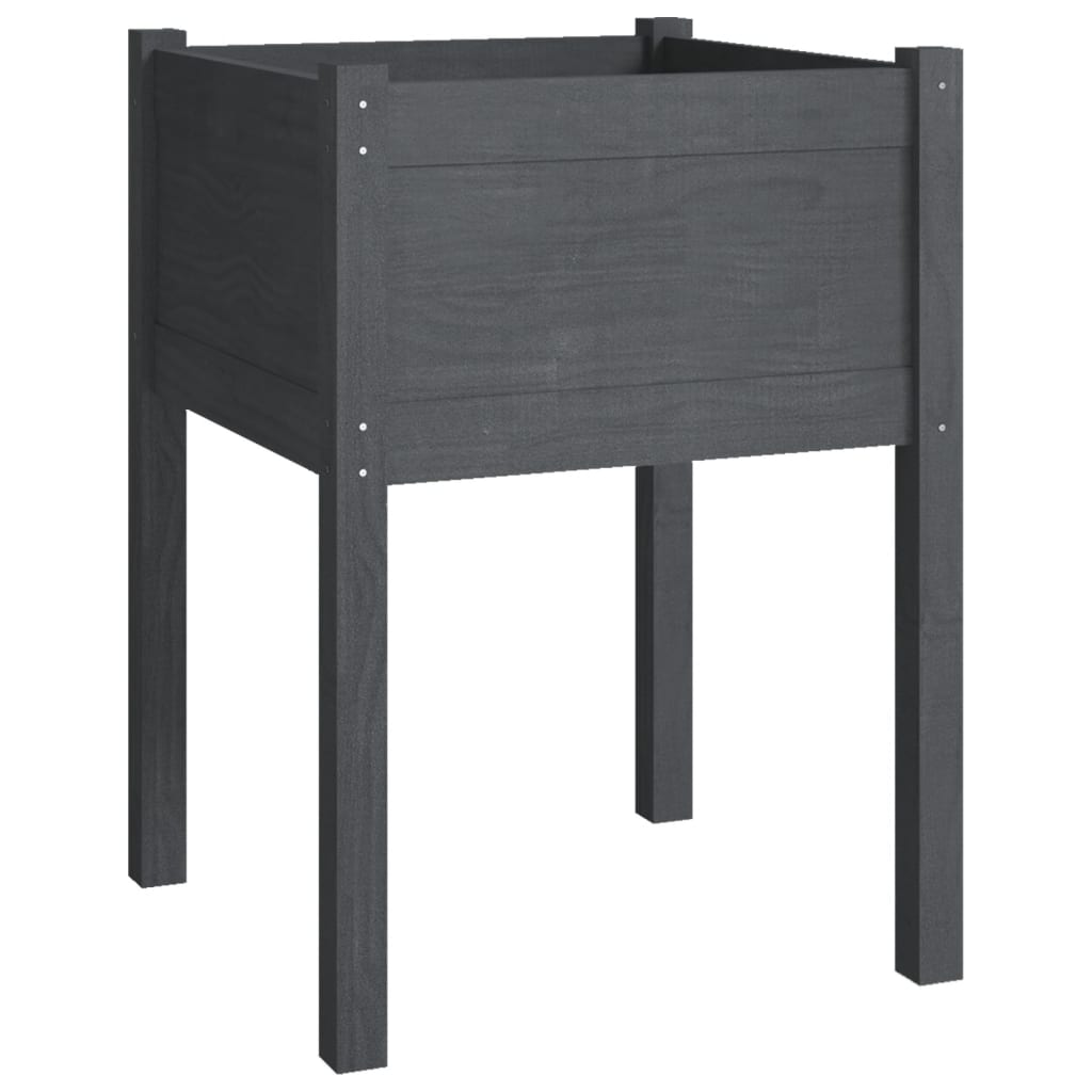 Garden Planters 2 pcs Gray 19.7x19.7x27.6 Solid Wood Pine