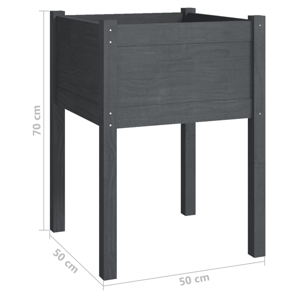 Garden Planters 2 pcs Gray 19.7x19.7x27.6 Solid Wood Pine