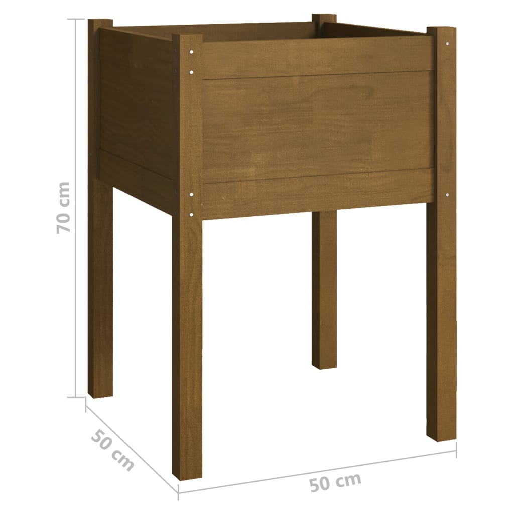 Garden Planter Honey Brown 19.7x19.7x27.6 Solid Wood Pine