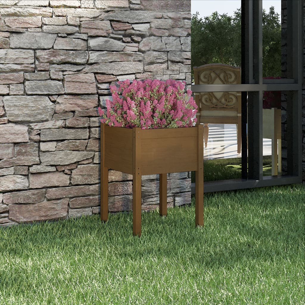 Garden Planter Honey Brown 19.7x19.7x27.6 Solid Wood Pine