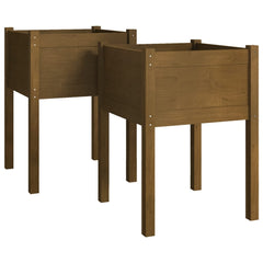 Garden Planters 2 pcs Honey Brown 19.7x19.7x27.6 Solid Wood Pine