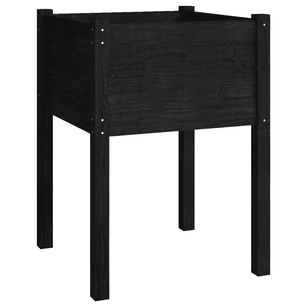 Garden Planters 2 pcs Black 19.7x19.7x27.6 Solid Wood Pine