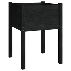 Garden Planters 2 pcs Black 19.7x19.7x27.6 Solid Wood Pine
