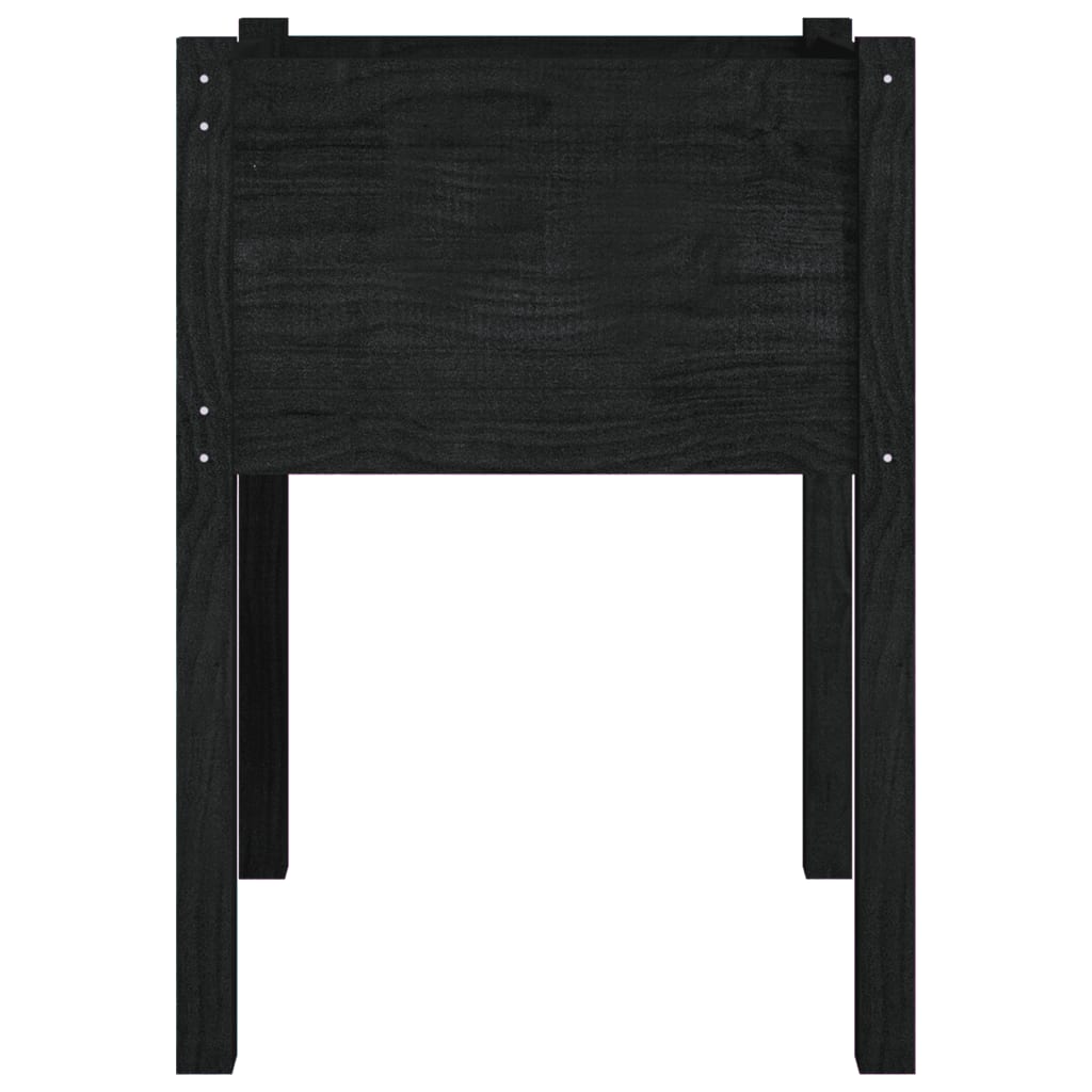 Garden Planters 2 pcs Black 19.7x19.7x27.6 Solid Wood Pine