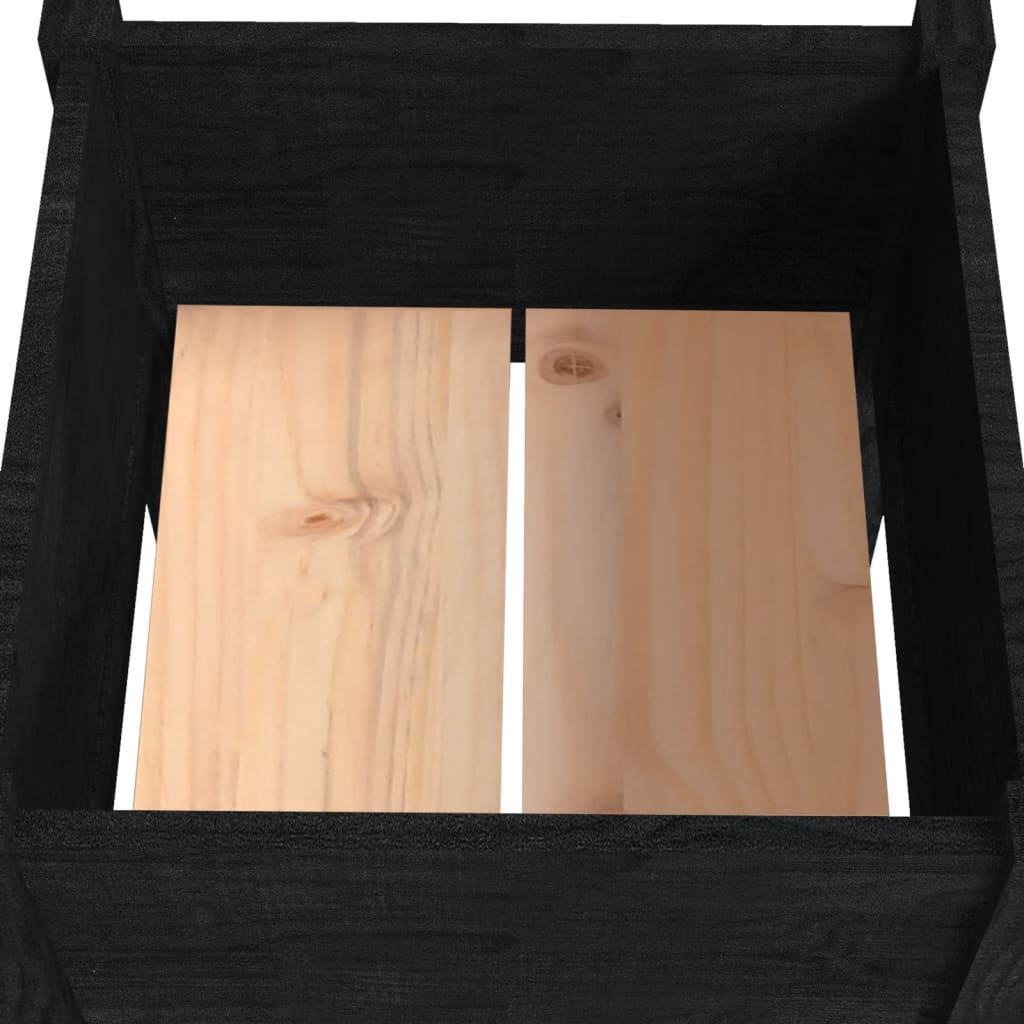 Garden Planters 2 pcs Black 19.7x19.7x27.6 Solid Wood Pine