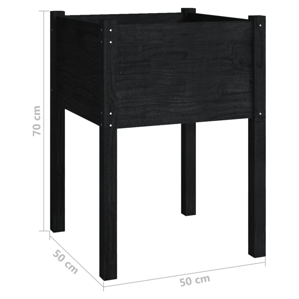 Garden Planters 2 pcs Black 19.7x19.7x27.6 Solid Wood Pine