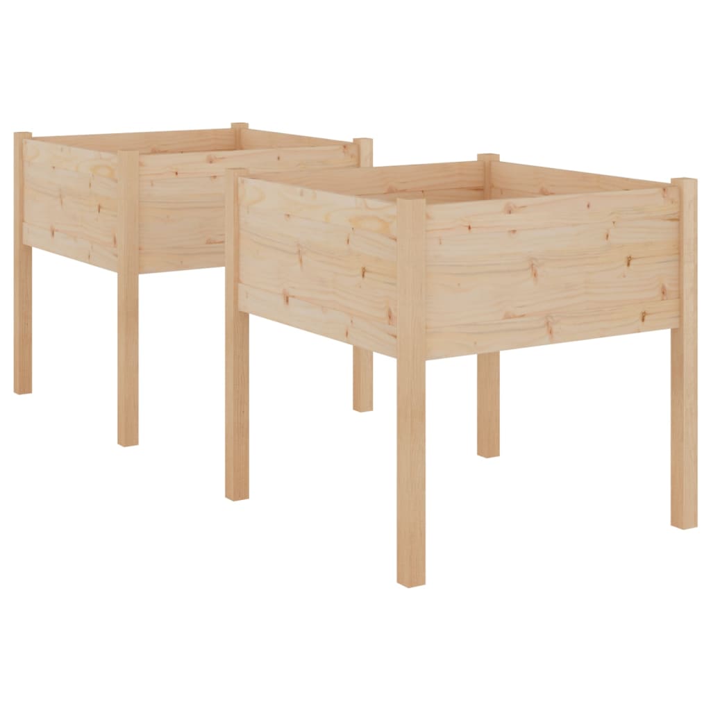 Garden Planters 2 pcs 27.6x27.6x27.6 Solid Wood Pine