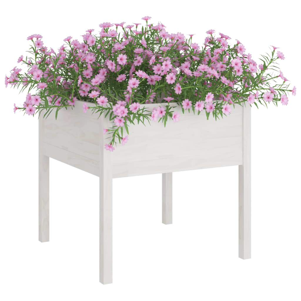 Garden Planters 2 pcs White 27.6x27.6x27.6 Solid Wood Pine