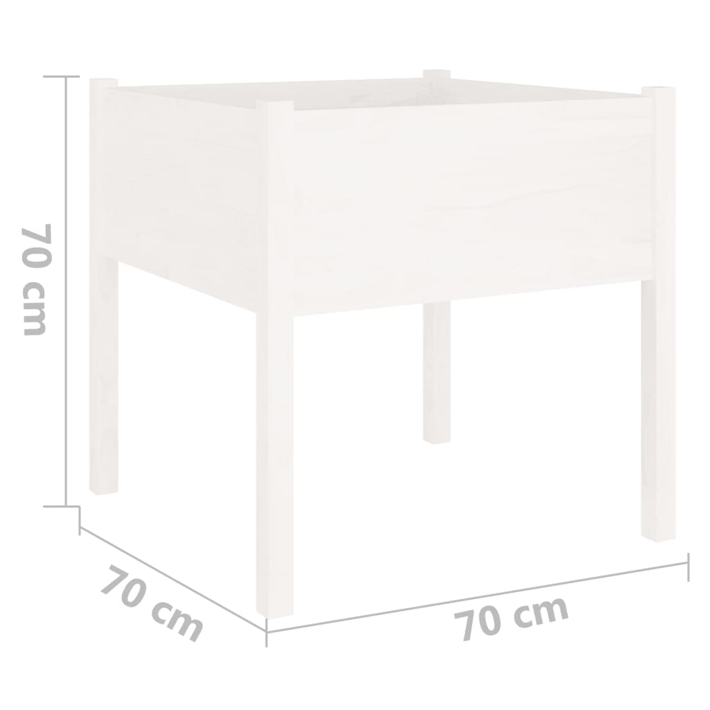 Garden Planters 2 pcs White 27.6x27.6x27.6 Solid Wood Pine