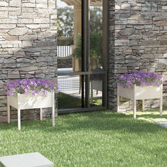 Garden Planters 2 pcs White 27.6x27.6x27.6 Solid Wood Pine